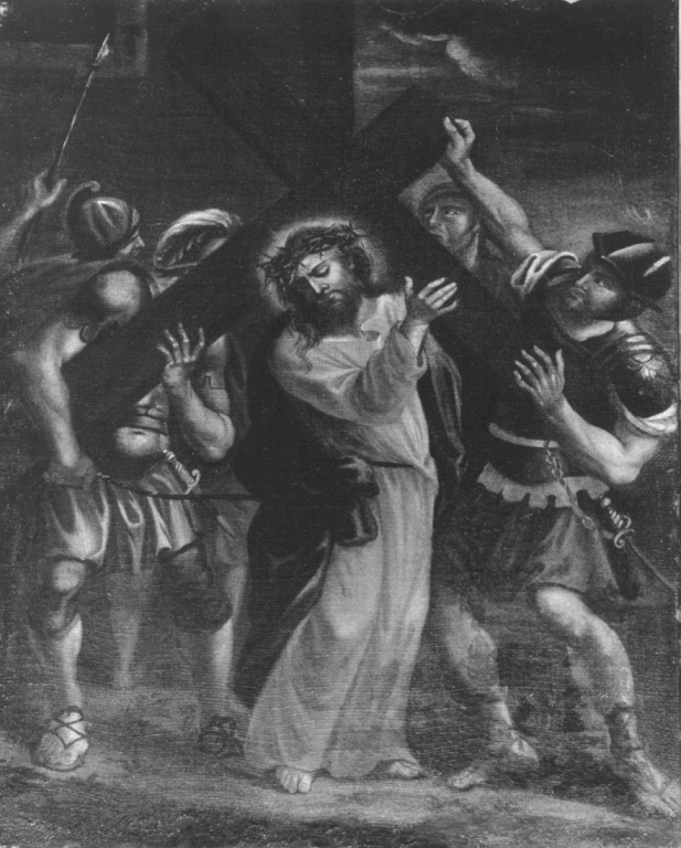 stazione II: Gesù caricato della croce (dipinto) di Maratta Carlo (cerchia) (prima metà sec. XVIII)