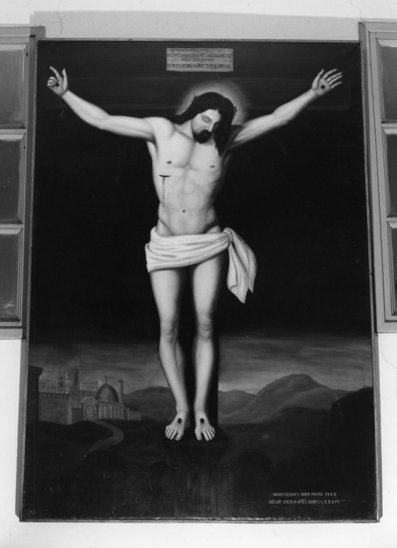 Cristo crocifisso (dipinto) di Hispano Sebastiano (sec. XIX)
