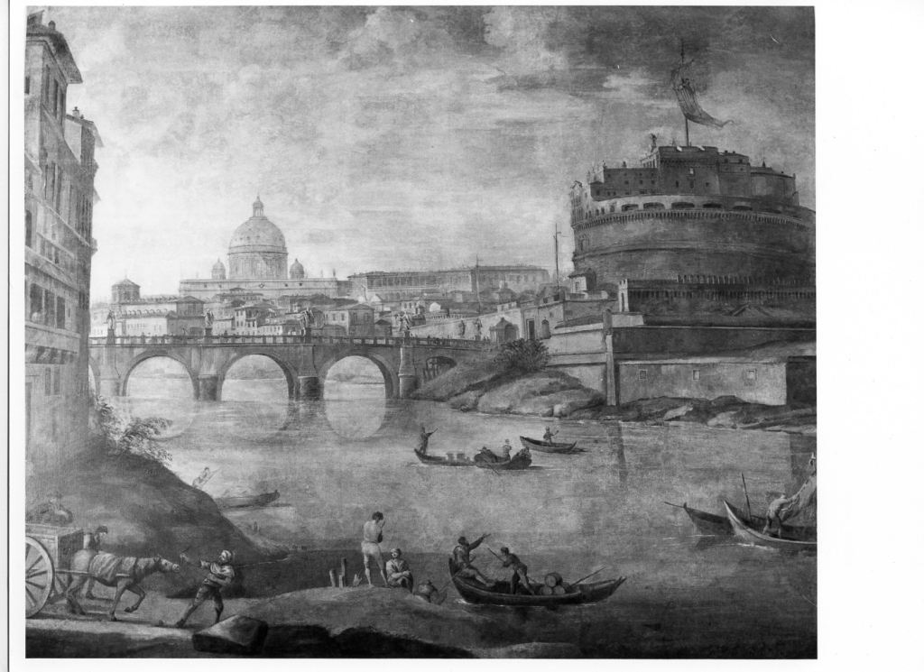 Castel Sant'Angelo, veduta di Roma (dipinto, serie) - ambito veneziano (sec. XVIII)