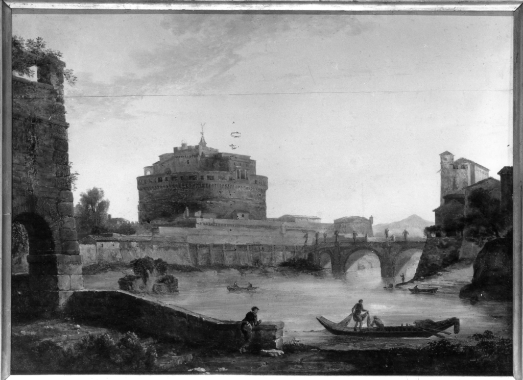 veduta di Castel Sant'Angelo (dipinto) - ambito romano (prima metà sec. XIX)