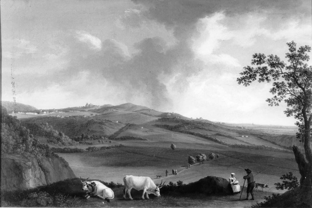 veduta dei Colli Albani, Ariccia (dipinto) di Hackert Jakob Philipp (fine/inizio secc. XVIII/ XIX)