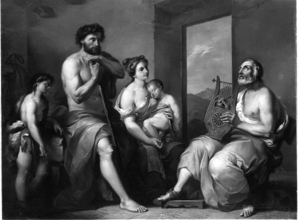 Omero che suona la lira (dipinto) di Angiolini Napoleone (secondo quarto sec. XIX)