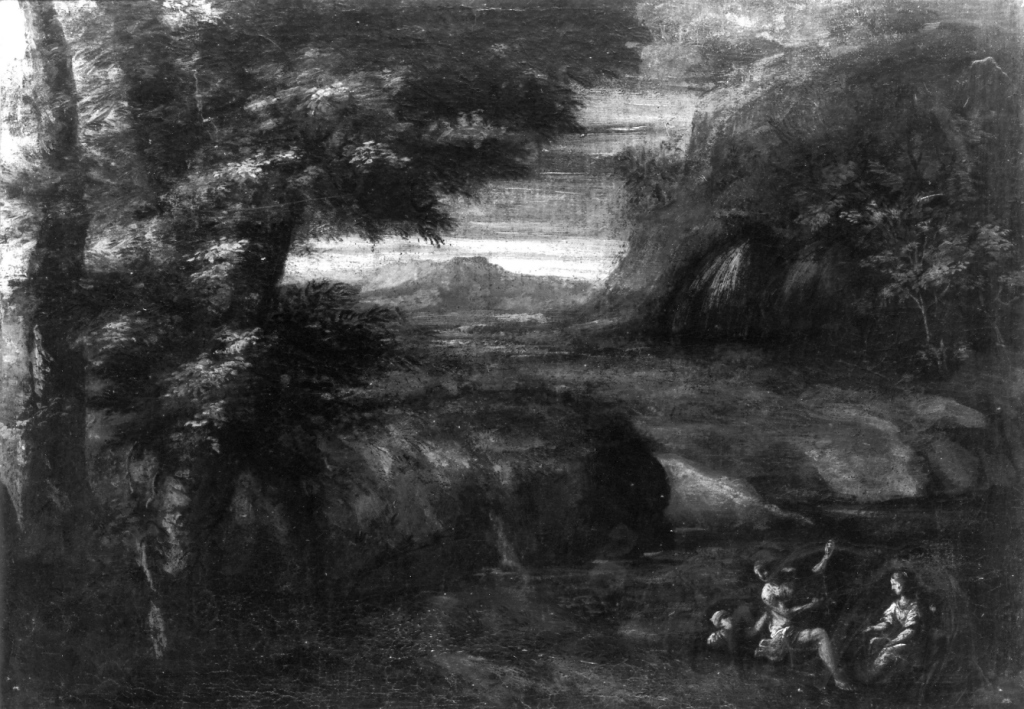 paesaggio con figure (dipinto) - ambito romano (prima metà sec. XVIII)