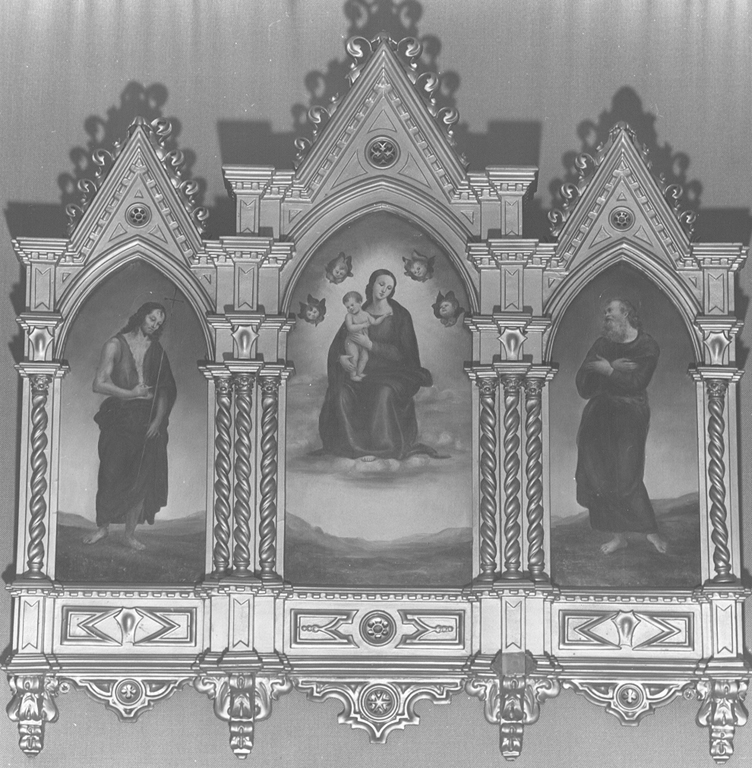 Madonna con Bambino con San Giovanni Battista e Sant'Antonio da Padova (trittico) - ambito Italia centrale (sec. XIX)