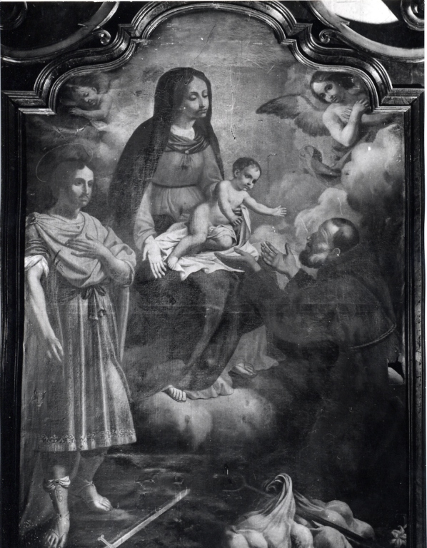 Madonna con Bambino, San Felice e giovane Santo (dipinto) - ambito laziale (sec. XVII)