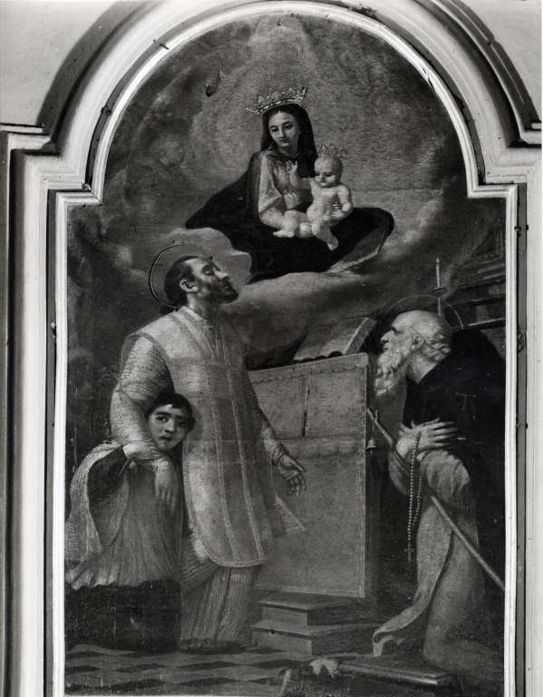 Madonna con il Bambino, Sant'Andrea di Avellino, Sant'Antonio Abate (dipinto) - ambito romano (sec. XVIII)