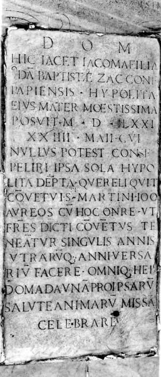 lapide tombale - ambito romano (sec. XVI)