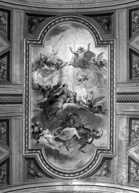 San Quirico e Santa Giulitta in gloria (dipinto, complesso decorativo) di Gagliardi Pietro (sec. XIX)