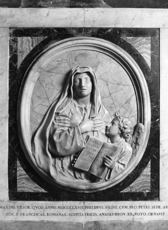 S. Francesca Romana e l' Angelo (rilievo) - ambito romano (sec. XIX)