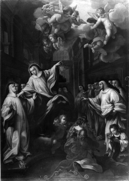 Santa Teresa del Portogallo appare alle consorelle (dipinto) - ambito romano (fine/inizio secc. XVII/ XVIII)