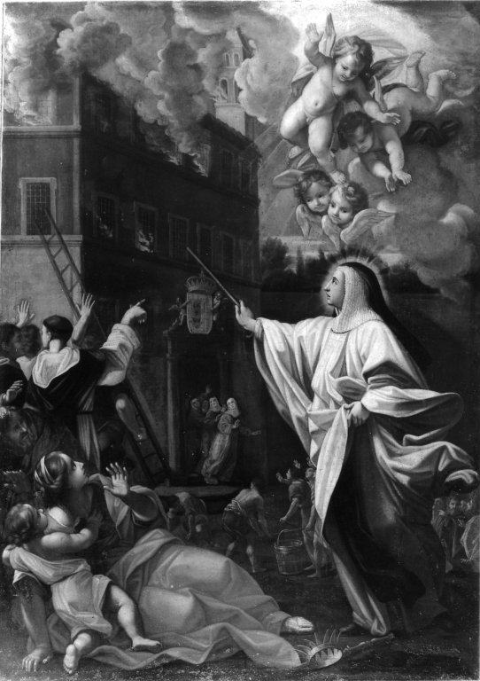 Il miracolo dell'incendio di Santa Teresa del Portogallo (dipinto) - ambito romano (fine/inizio secc. XVII/ XVIII)