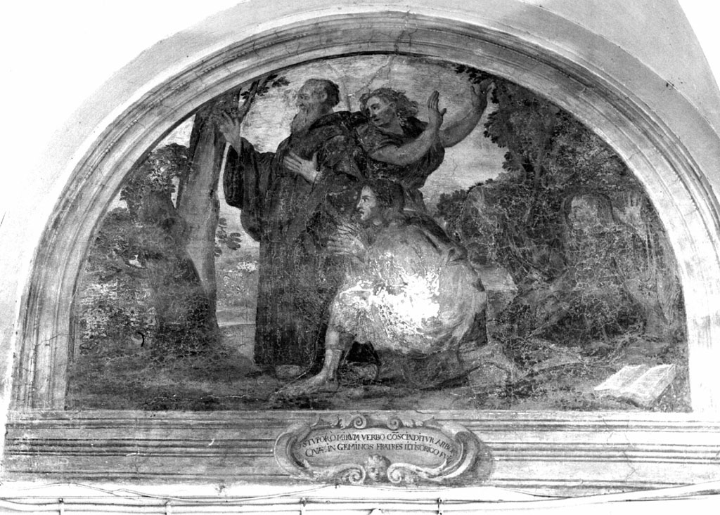 San Francesco di Paola divide il gelso conteso dai due fratelli (dipinto) - ambito romano (sec. XVII)