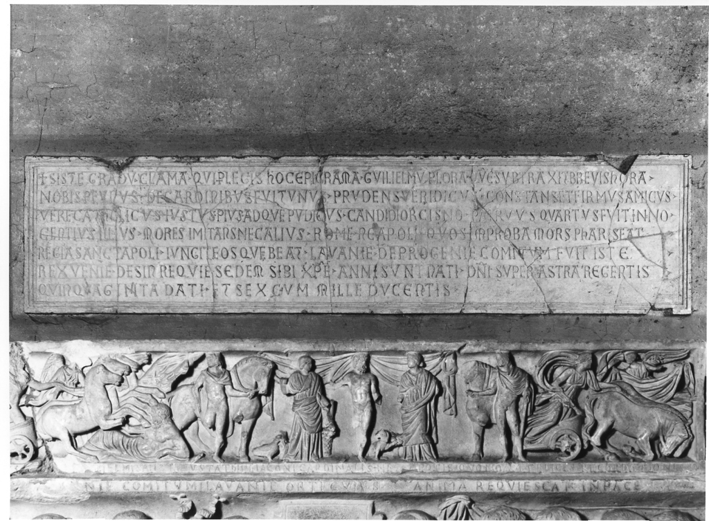 lapide tombale, elemento d'insieme - ambito romano (sec. XIII)