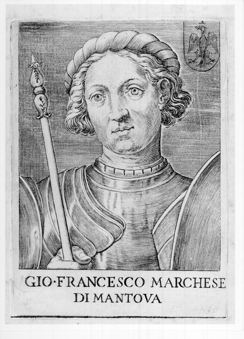 Francesco I Gonzaga, quarto capitano generale di Mantova (n. 1366-m. 1407) (stampa) di Caprioli Aliprando (secc. XVI/ XVII)
