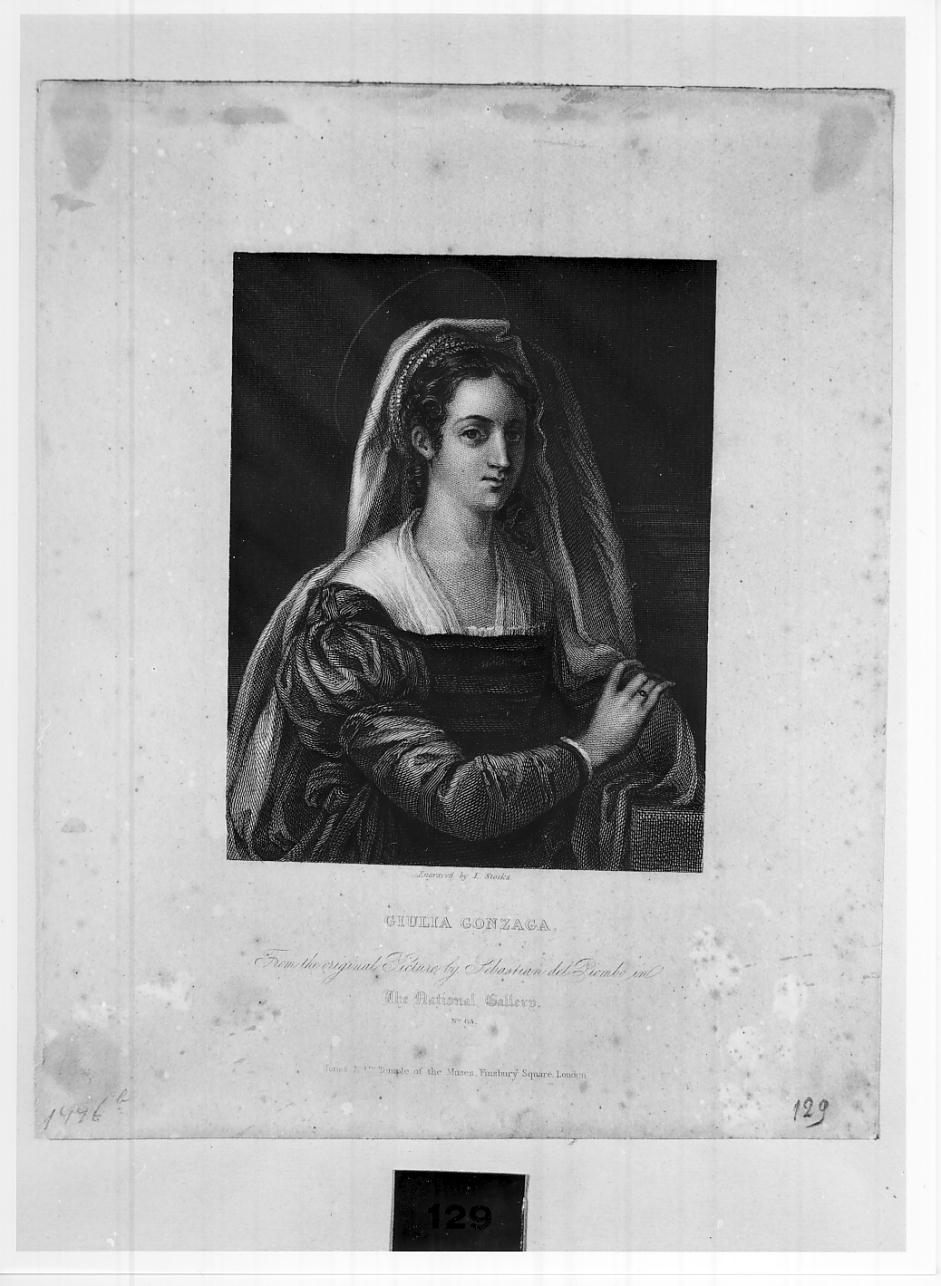 Ritratto di donna come Sant'Agata (stampa) di Stocks Lumb, Sebastiano del Piombo (sec. XIX)