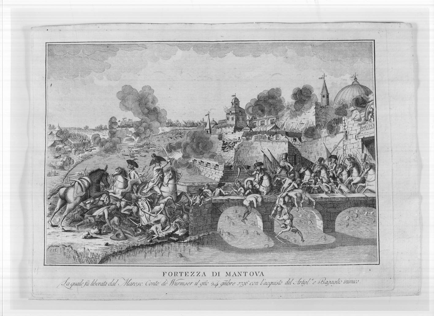 Battaglia presso una porta di Mantova (stampa) - ambito veneto (sec. XVIII)