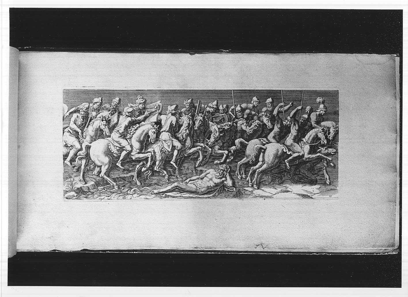 Cavalleria di barbari che guada un fiume (stampa, serie) di Bouzonnet Stella Antoinette, Giulio Romano, Bouzonnet Stella Antoine (fine sec. XVIII)