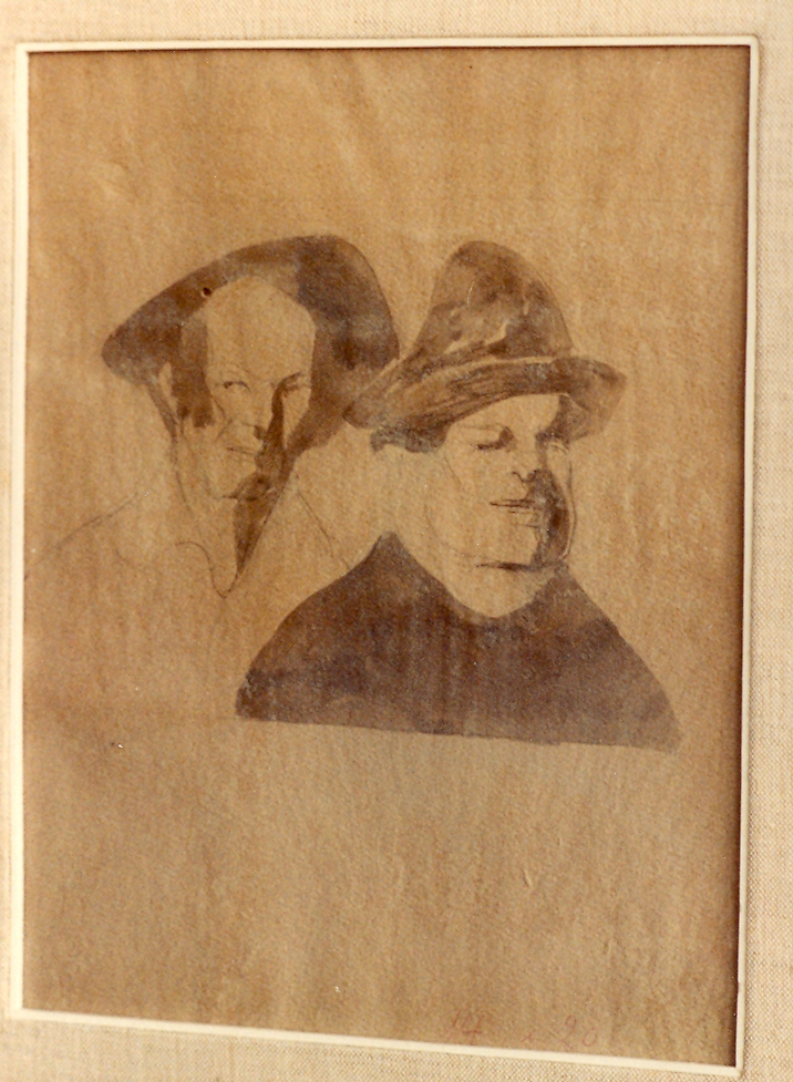 Due girovaghi, busti maschili (disegno) di Viani Lorenzo (sec. XX)