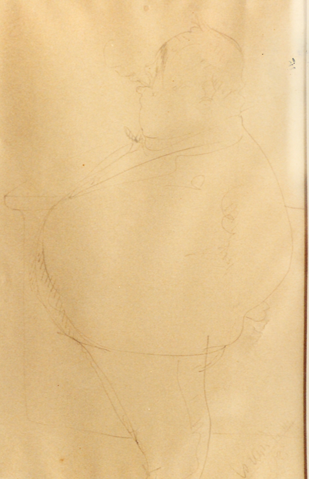 L'arricchito, figura d'uomo obeso (disegno) di Viani Lorenzo (sec. XX)