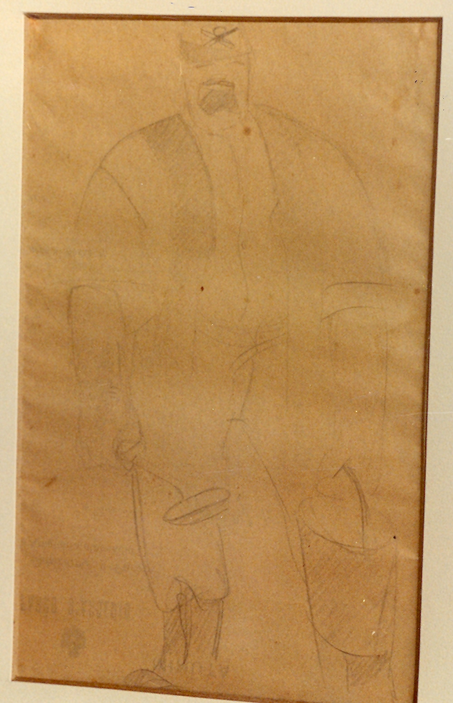 L'emigrante, figura maschile (disegno) di Viani Lorenzo (sec. XX)