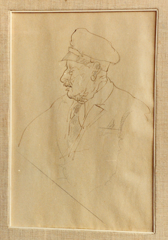 Vecchio capitano, busto d'uomo di profilo (disegno) di Viani Lorenzo (sec. XX)
