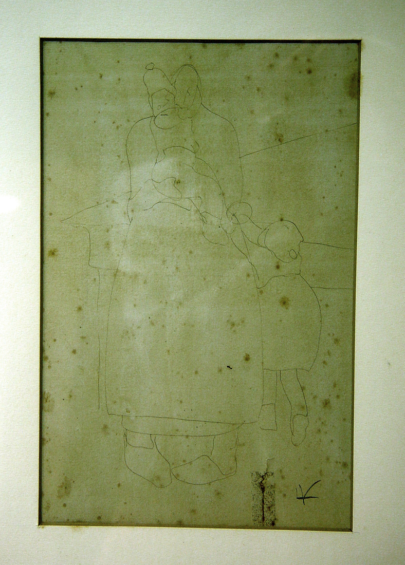 figura femminile con bambini (disegno) di Viani Lorenzo (sec. XX)