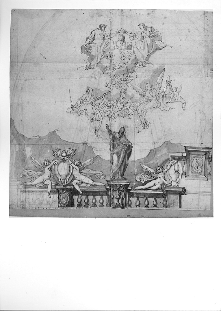 incoronazione di Maria Vergine (disegno preparatorio) di Roncalli Cristoforo detto Pomarancio (inizio sec. XVII)