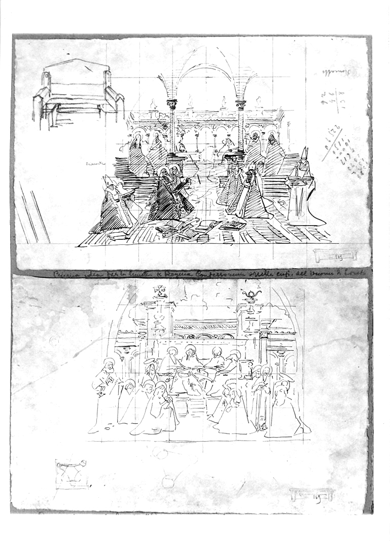 figure (disegno preparatorio) di Maccari Cesare (ultimo quarto sec. XIX)