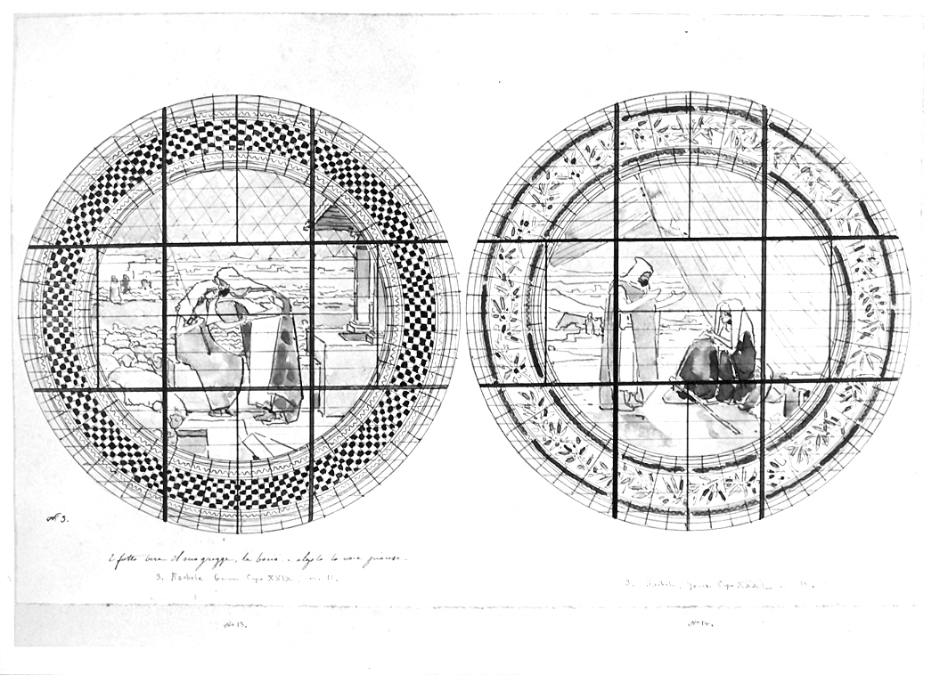 Giacobbe e Rachele al pozzo (disegno) di Maccari Cesare (ultimo quarto sec. XIX)