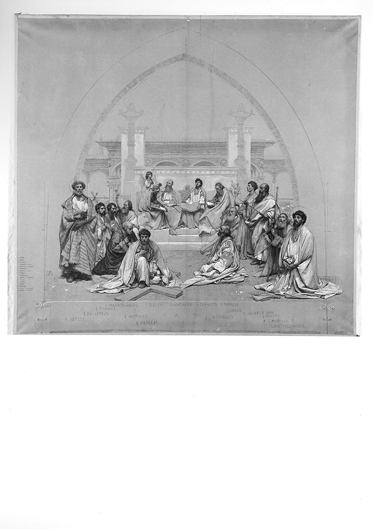 apostoli e Santi (disegno) di Maccari Cesare (ultimo quarto sec. XIX)