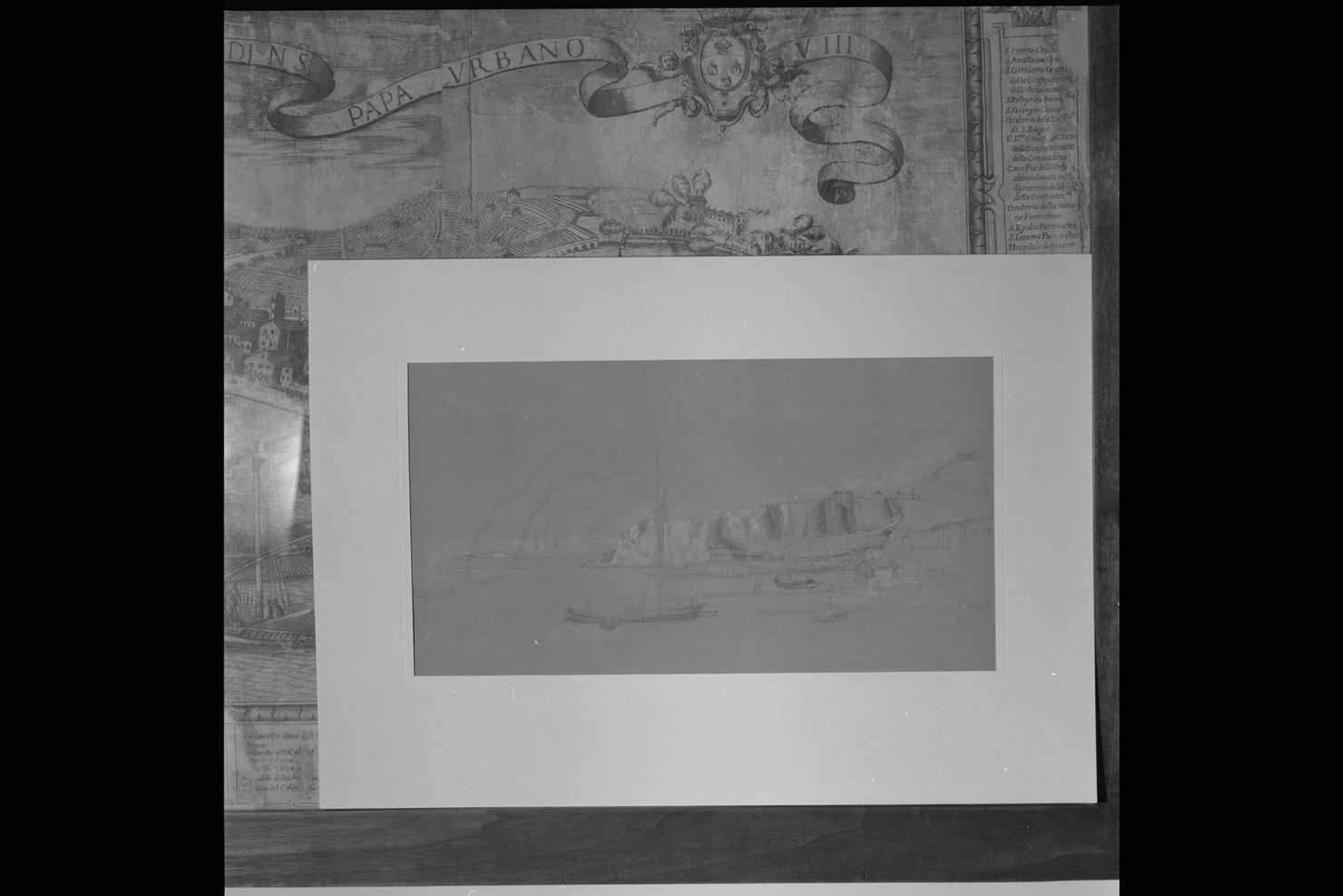 Ancona: sotto il Guasco-lo scoglio di S. Clemente, veduta di Ancona (disegno) di Boni Carlo Filippo (sec. XIX)