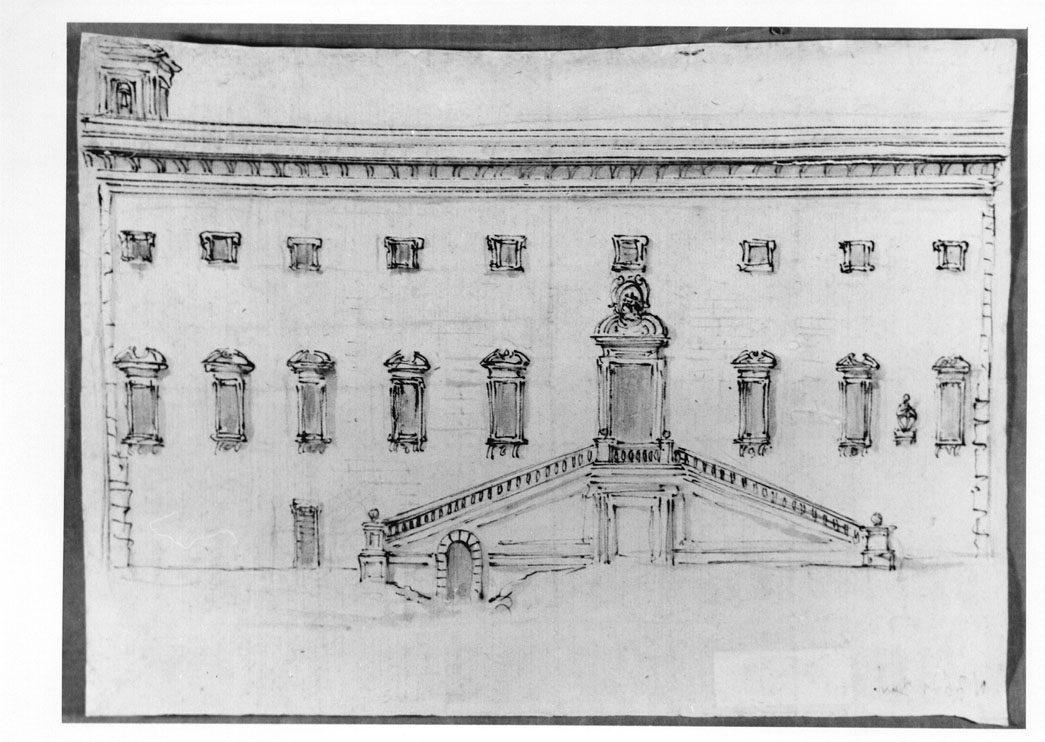 prospetto della facciata di Palazzo degli Anziani (disegno) - ambito Italia centrale (sec. XVII)