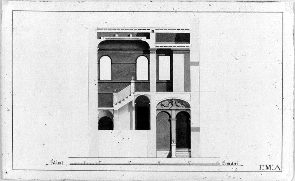 sezione di un edificio (disegno) - ambito italiano (secc. XVIII/ XIX)