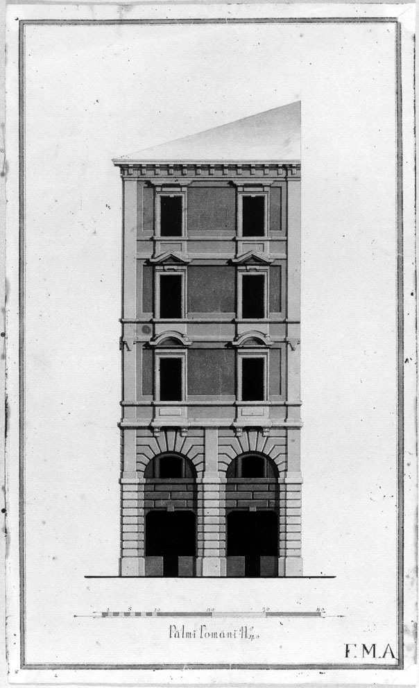 prospetto di un edificio (disegno) - ambito italiano (secc. XVIII/ XIX)