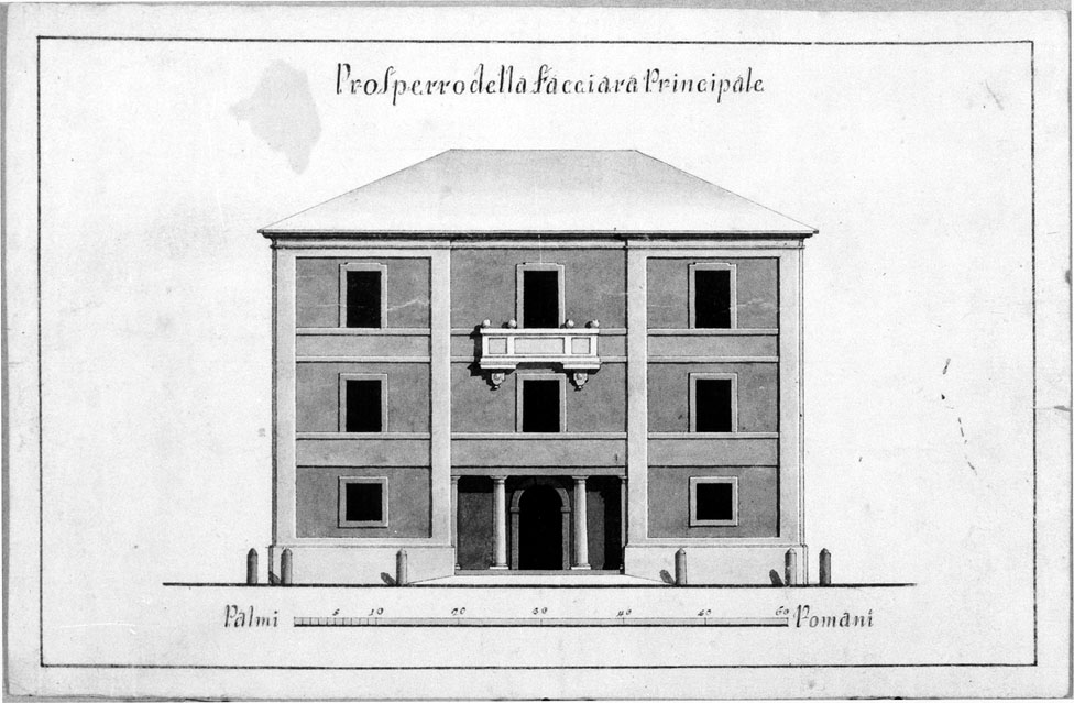 prospetto della facciata di un edificio (disegno) - ambito italiano (secc. XVIII/ XIX)