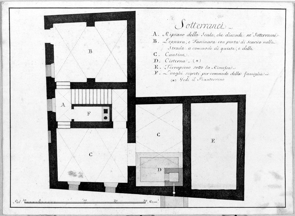 pianta di un edificio (disegno) - ambito italiano (secc. XVIII/ XIX)