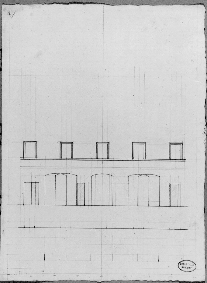 prospetto di un edificio (disegno) di Honorati Gaudenzio (primo quarto sec. XIX)