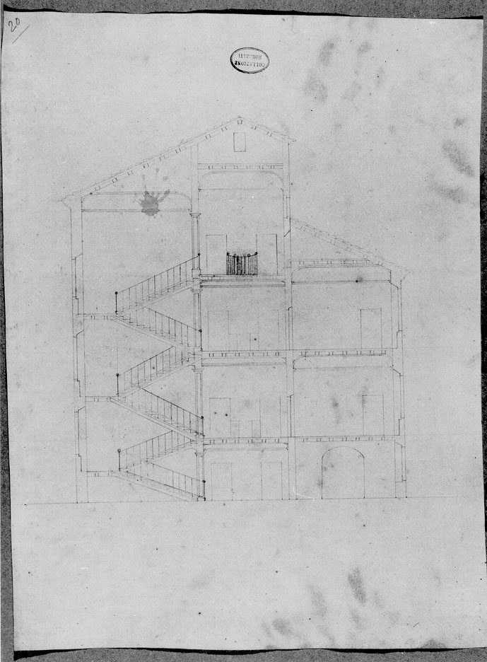 sezione di un edificio (disegno) di Honorati Gaudenzio (primo quarto sec. XIX)