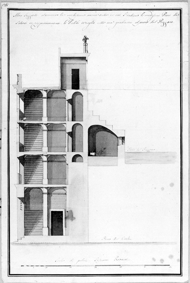 sezione di edificio (disegno) - ambito italiano (fine/inizio secc. XVIII/ XIX)