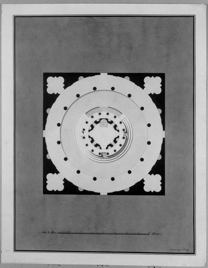 pianta del tempietto di San Pietro in Montorio (disegno) di Marini Giuseppe (sec. XIX)