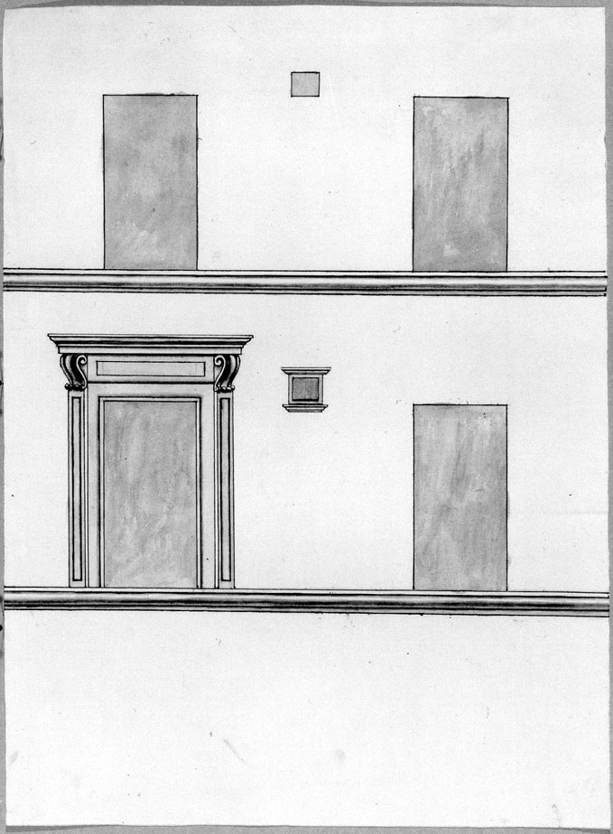 prospetto di edificio (disegno) - ambito italiano (fine/inizio secc. XVIII/ XIX)