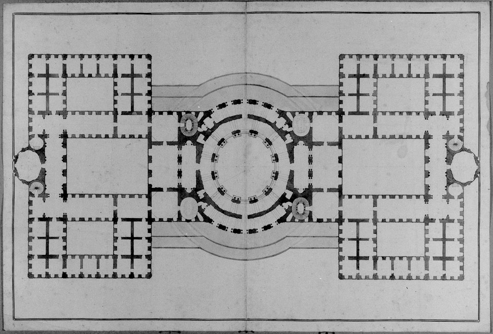 pianta di complesso architettonico (disegno) - ambito italiano (seconda metà sec. XVIII)