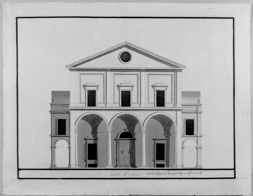 facciata di un casino (disegno) - ambito italiano (seconda metà sec. XVIII)