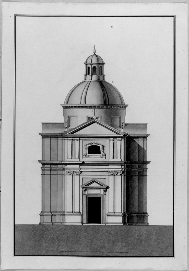 facciata di chiesa (disegno) - ambito italiano (seconda metà sec. XVIII)