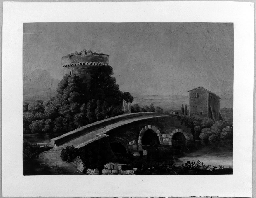 paesaggio fluviale (disegno) di Honorati Carlo (attribuito) (prima metà sec. XIX)