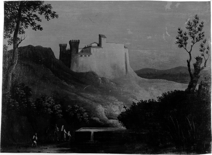 paesaggio con castello (disegno) di Honorati Carlo (attribuito) (prima metà sec. XIX)