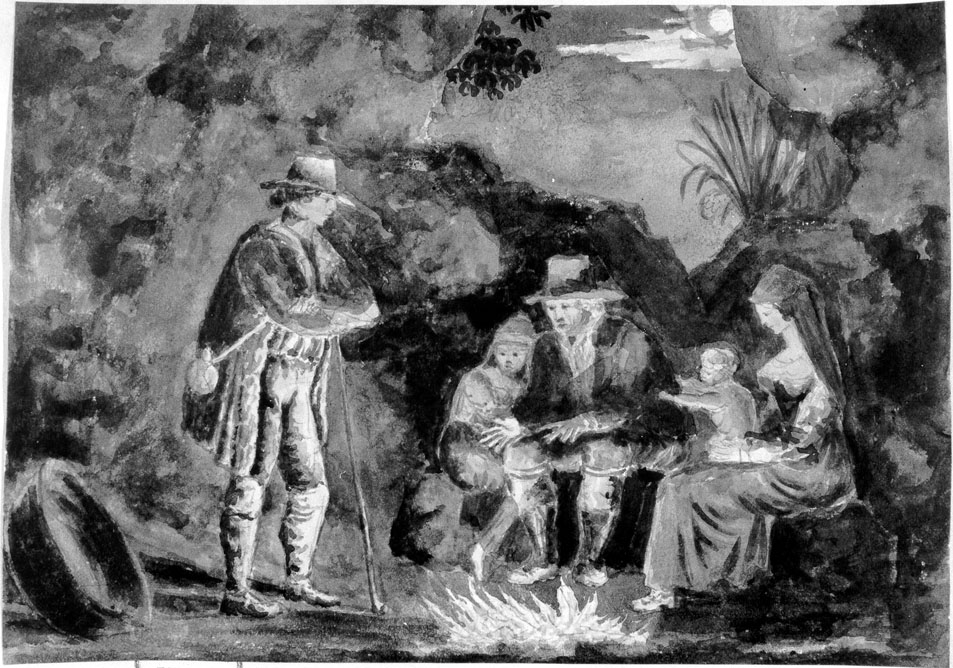 scena familiare (disegno) di Honorati Carlo (prima metà sec. XIX)