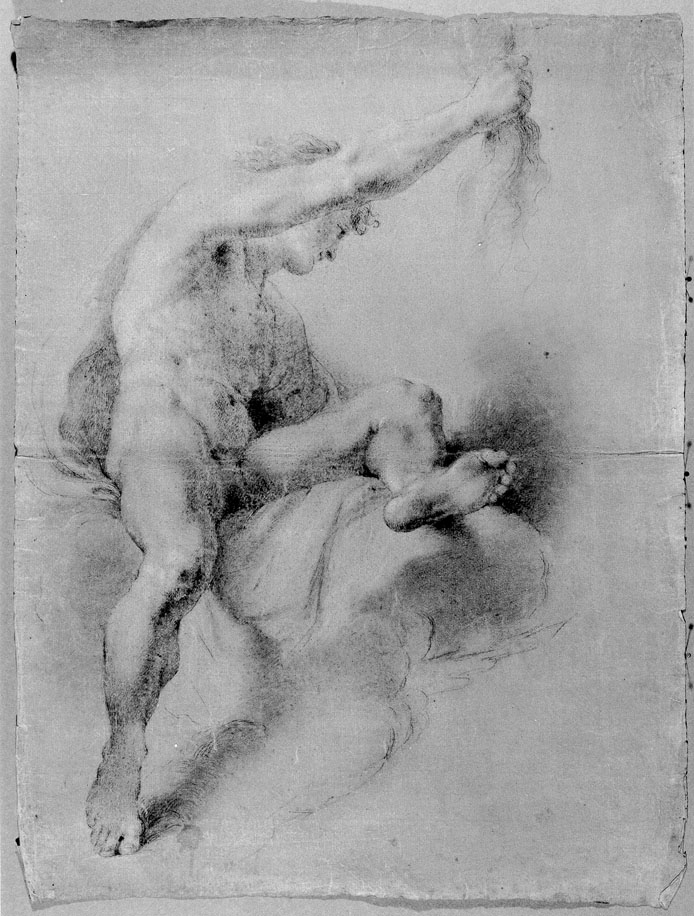 figura maschile seduta (disegno) - ambito italiano (sec. XVIII)