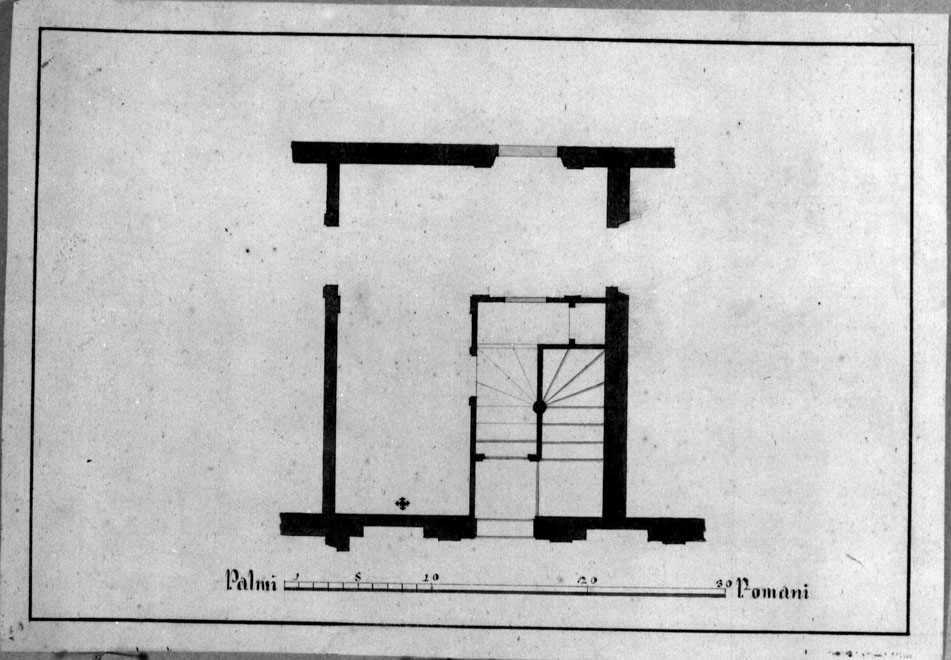 pianta di un edificio (disegno) - ambito italiano (seconda metà sec. XVIII)