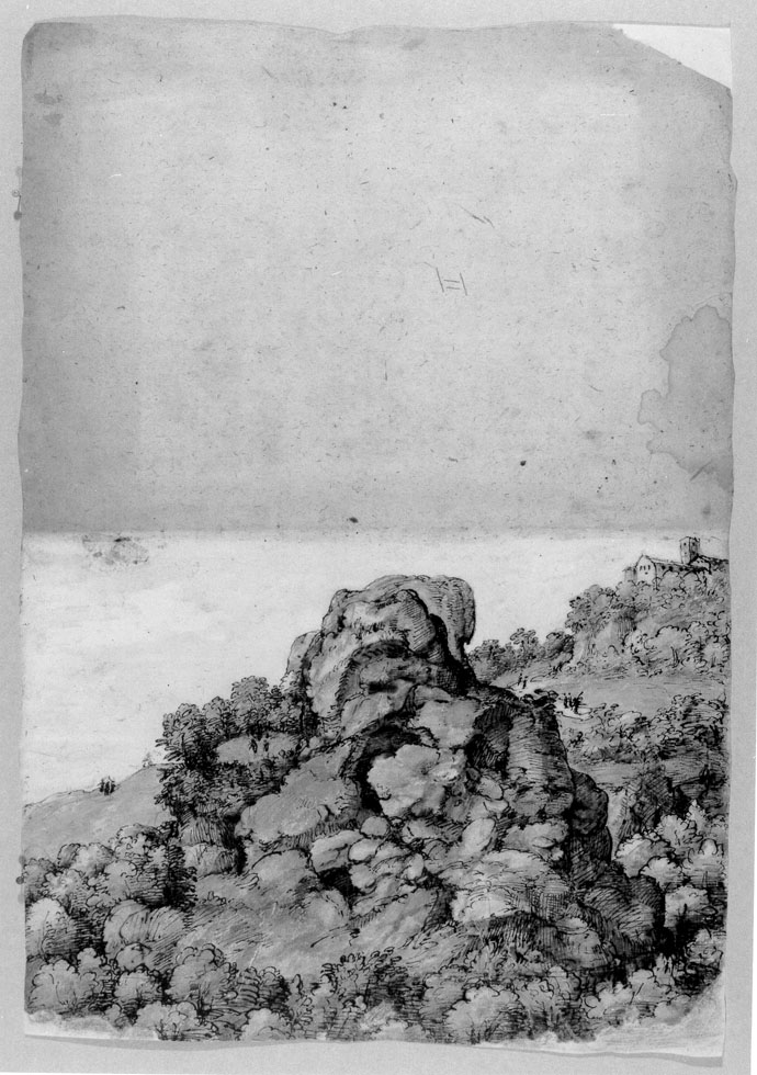 paesaggio roccioso (disegno) di Cibo Gherardo (sec. XVI)